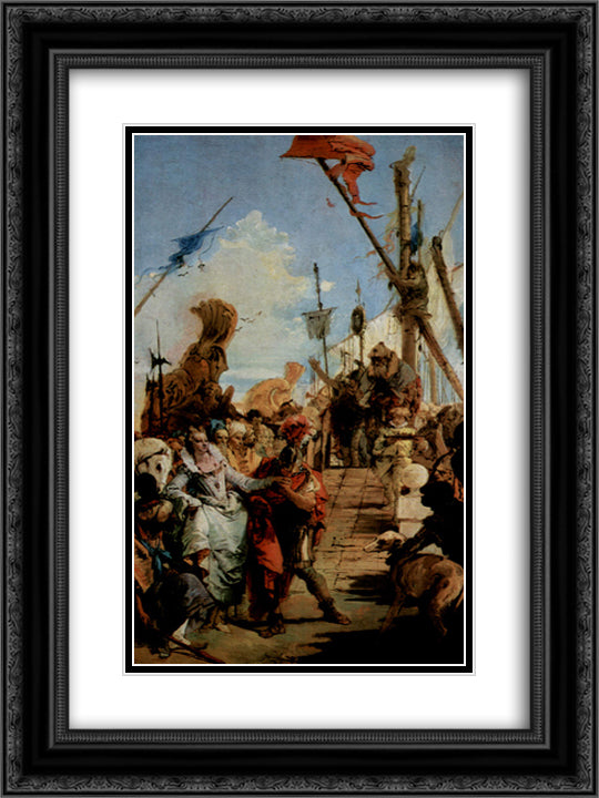 Meeting of Marc Anthony and Cleopatra 18x24 Black Ornate Wood Framed Art Print Poster with Double Matting by Tiepolo, Giovanni Battista