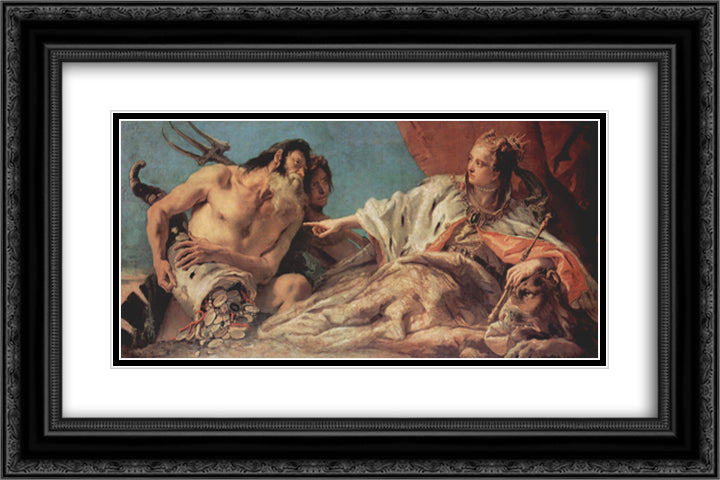 Neptune Offering Gifts to Venice 24x16 Black Ornate Wood Framed Art Print Poster with Double Matting by Tiepolo, Giovanni Battista