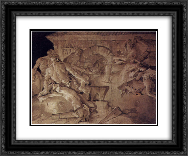 Venus asks Vulcan to forge an armor for Aeneas 24x20 Black Ornate Wood Framed Art Print Poster with Double Matting by Tiepolo, Giovanni Battista