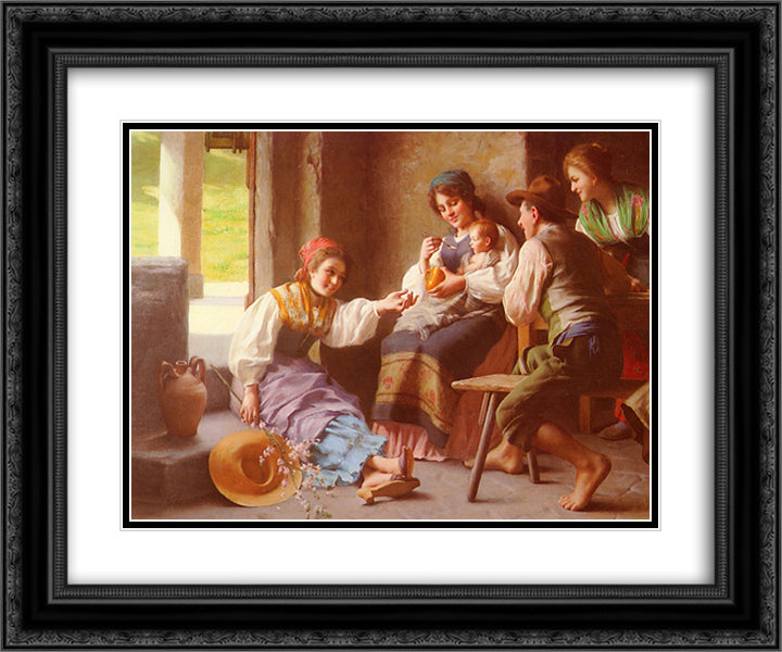 Play Time 24x20 Black Ornate Wood Framed Art Print Poster with Double Matting by Torriglia, Giovanni Battista