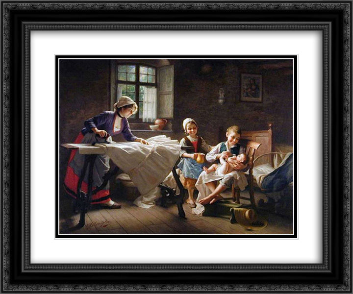 The Centre Of Attention 24x20 Black Ornate Wood Framed Art Print Poster with Double Matting by Torriglia, Giovanni Battista