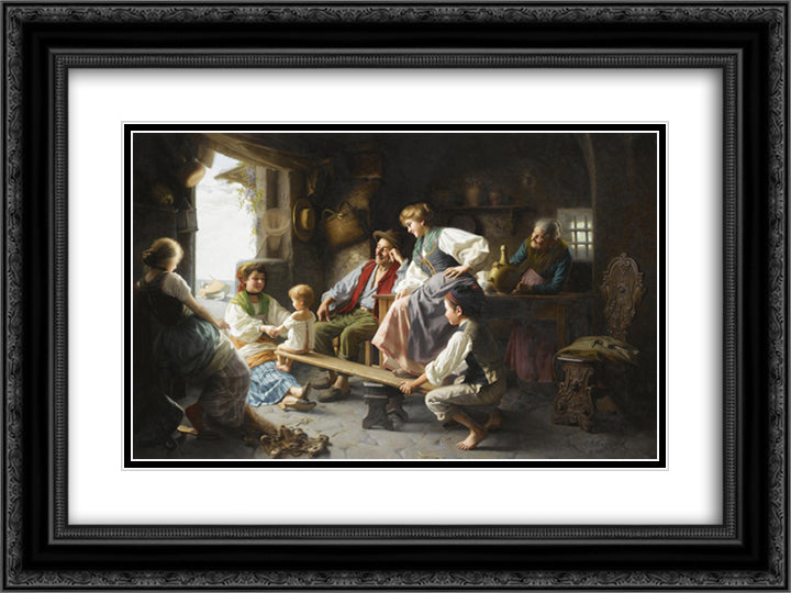 The See-Saw 24x18 Black Ornate Wood Framed Art Print Poster with Double Matting by Torriglia, Giovanni Battista