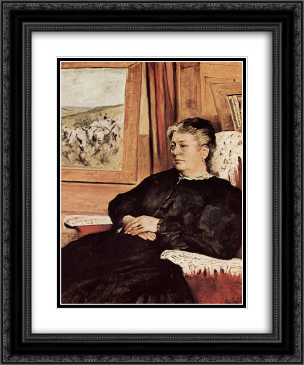 Portrat der dritten Ehefrau 20x24 Black Ornate Wood Framed Art Print Poster with Double Matting by Fattori, Giovanni