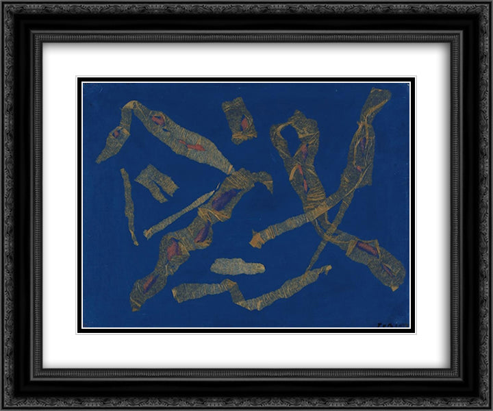 Collage 24x20 Black Ornate Wood Framed Art Print Poster with Double Matting by Turcato, Giulio