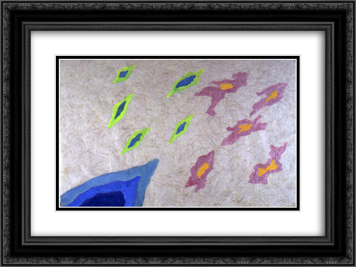 Discesa in blu 24x18 Black Ornate Wood Framed Art Print Poster with Double Matting by Turcato, Giulio