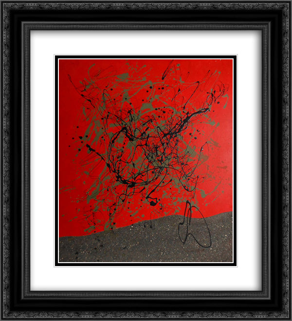 Paesaggio cinese 20x22 Black Ornate Wood Framed Art Print Poster with Double Matting by Turcato, Giulio