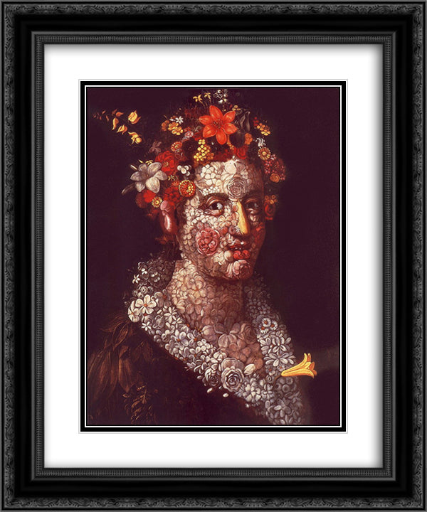 Flora 20x24 Black Ornate Wood Framed Art Print Poster with Double Matting by Arcimboldo, Giuseppe