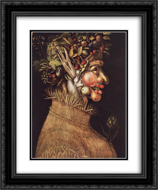 Summer 20x24 Black Ornate Wood Framed Art Print Poster with Double Matting by Arcimboldo, Giuseppe