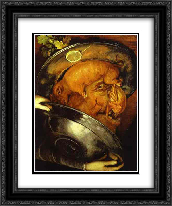 The Cook 20x24 Black Ornate Wood Framed Art Print Poster with Double Matting by Arcimboldo, Giuseppe