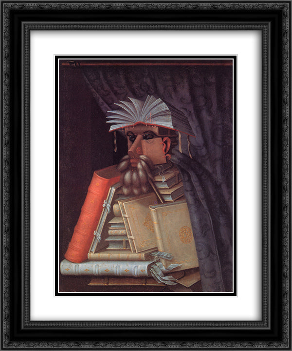 The Librarian 20x24 Black Ornate Wood Framed Art Print Poster with Double Matting by Arcimboldo, Giuseppe