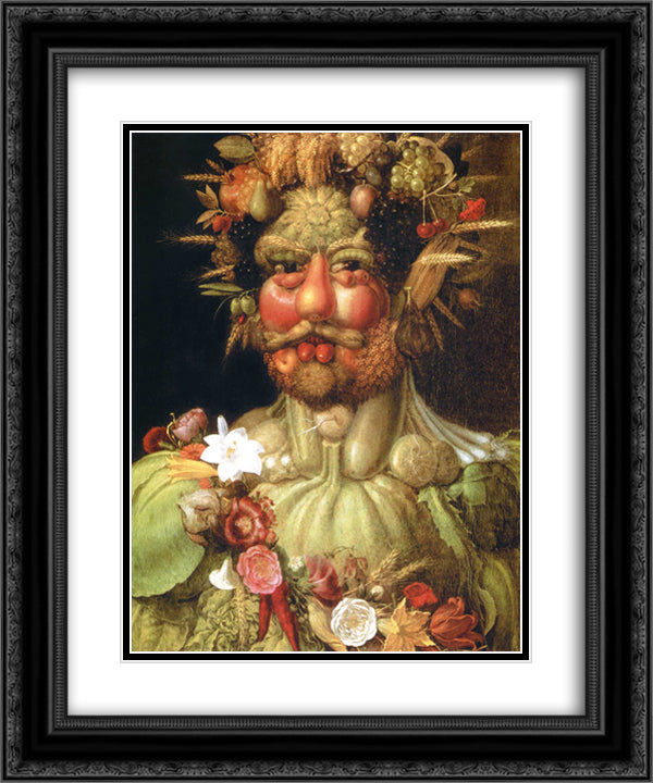 Vertumnus (Emperor Rudolph II) 20x24 Black Ornate Wood Framed Art Print Poster with Double Matting by Arcimboldo, Giuseppe