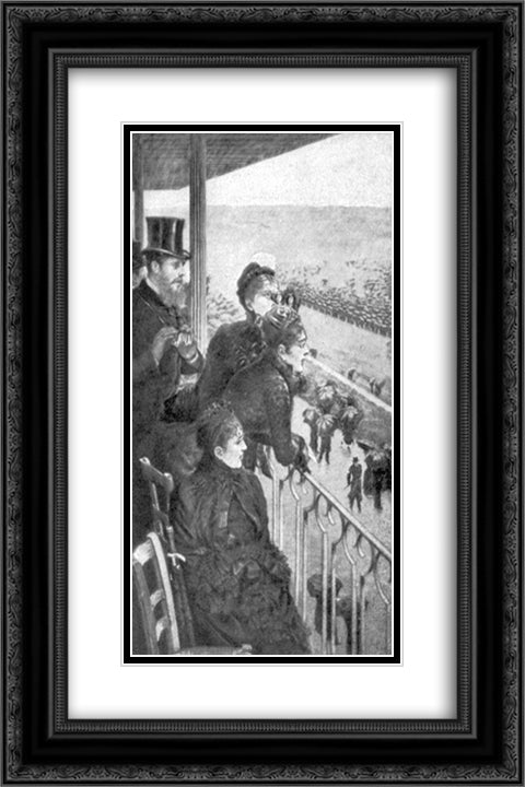 At the Tribune during the race 16x24 Black Ornate Wood Framed Art Print Poster with Double Matting by Nittis, Giuseppe de