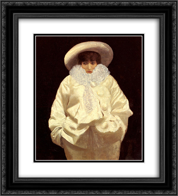 Sarah Bernhardt as Pierrot 20x22 Black Ornate Wood Framed Art Print Poster with Double Matting by Nittis, Giuseppe de