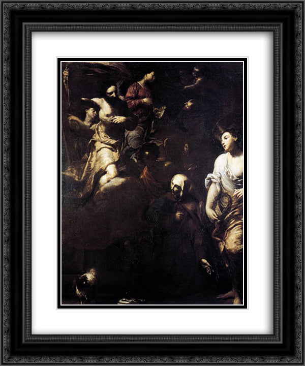 Ecstasy of St. Margaret of Cortona 20x24 Black Ornate Wood Framed Art Print Poster with Double Matting by Crespi, Giuseppe Maria