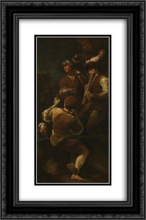 Musicians 16x24 Black Ornate Wood Framed Art Print Poster with Double Matting by Crespi, Giuseppe Maria