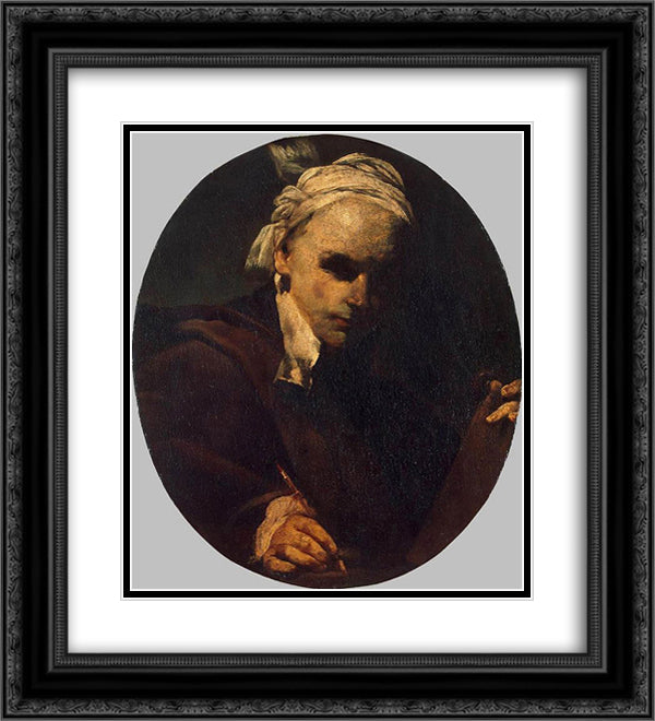 Self-Portrait 20x22 Black Ornate Wood Framed Art Print Poster with Double Matting by Crespi, Giuseppe Maria