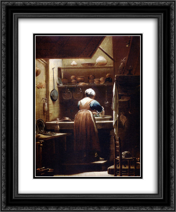 The Kitchenmaid 20x24 Black Ornate Wood Framed Art Print Poster with Double Matting by Crespi, Giuseppe Maria