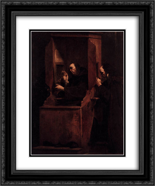 The Seven Sacraments - Confession 20x24 Black Ornate Wood Framed Art Print Poster with Double Matting by Crespi, Giuseppe Maria