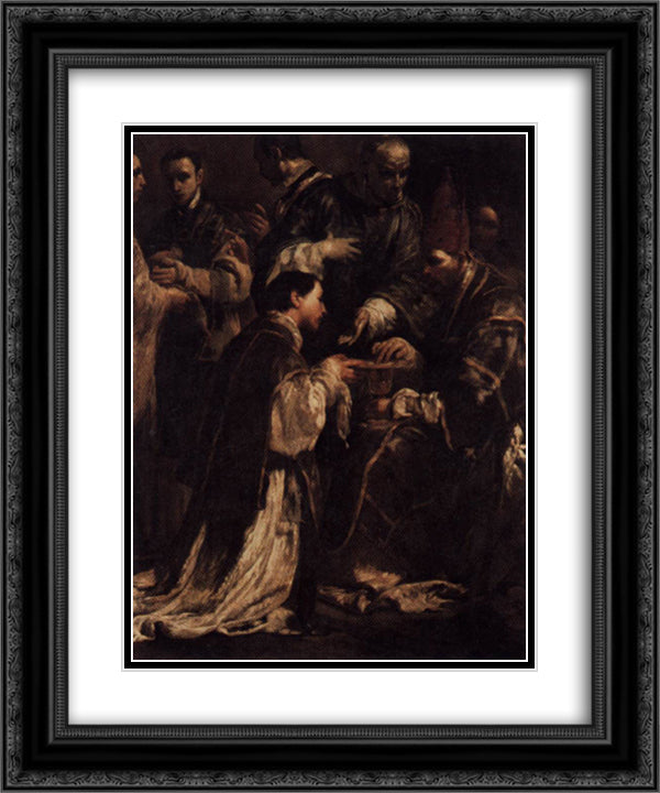 The Seven Sacraments - Ordination 20x24 Black Ornate Wood Framed Art Print Poster with Double Matting by Crespi, Giuseppe Maria