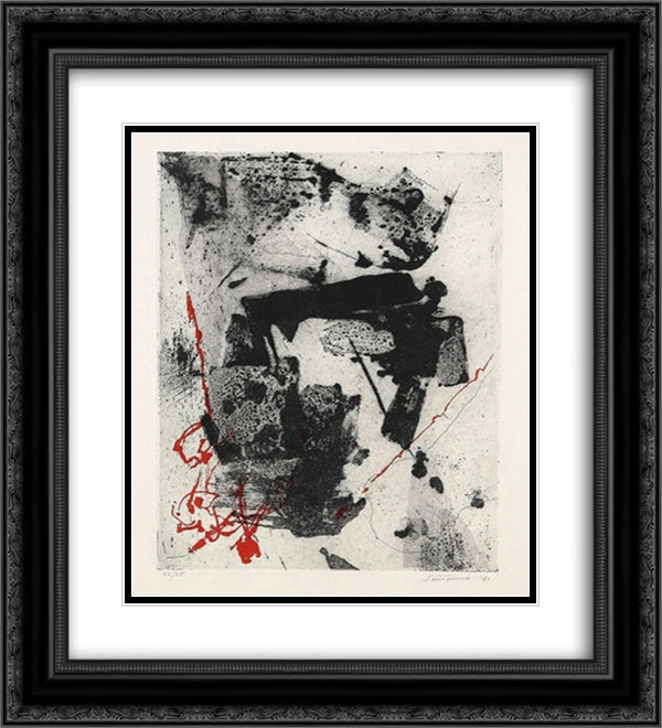 Komposition 20x22 Black Ornate Wood Framed Art Print Poster with Double Matting by Santomaso, Giuseppe