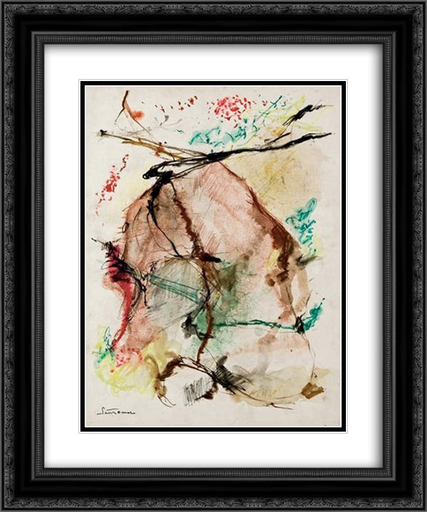 Untitled 20x24 Black Ornate Wood Framed Art Print Poster with Double Matting by Santomaso, Giuseppe