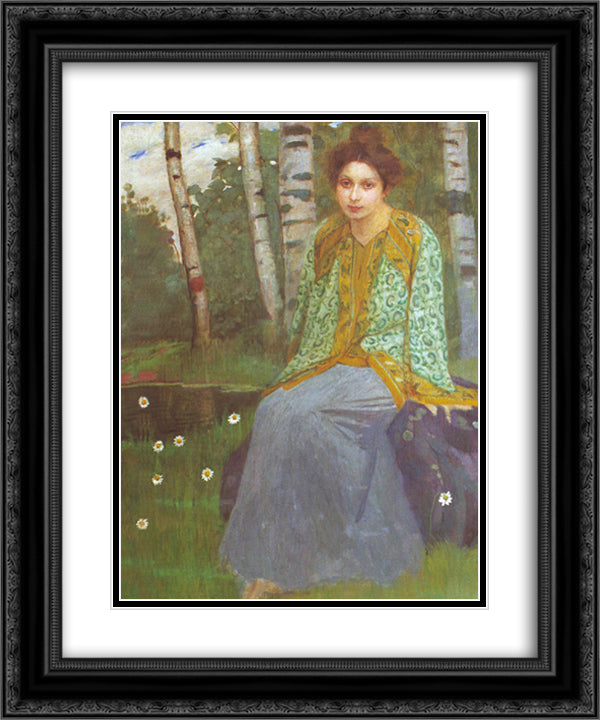 By the lake 20x24 Black Ornate Wood Framed Art Print Poster with Double Matting by Grigoriy, Goldstein