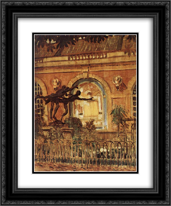 The canterer of Luxembourg Park 20x24 Black Ornate Wood Framed Art Print Poster with Double Matting by Wood, Grant