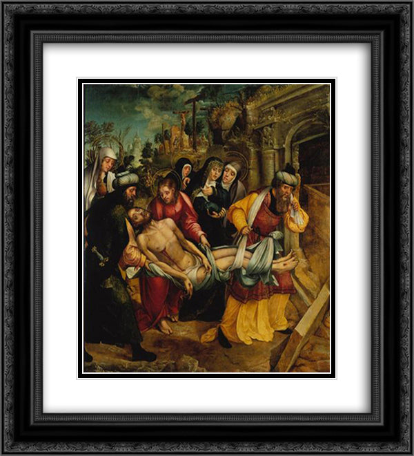Enterro de Cristo 20x22 Black Ornate Wood Framed Art Print Poster with Double Matting by Lopes, Gregorio