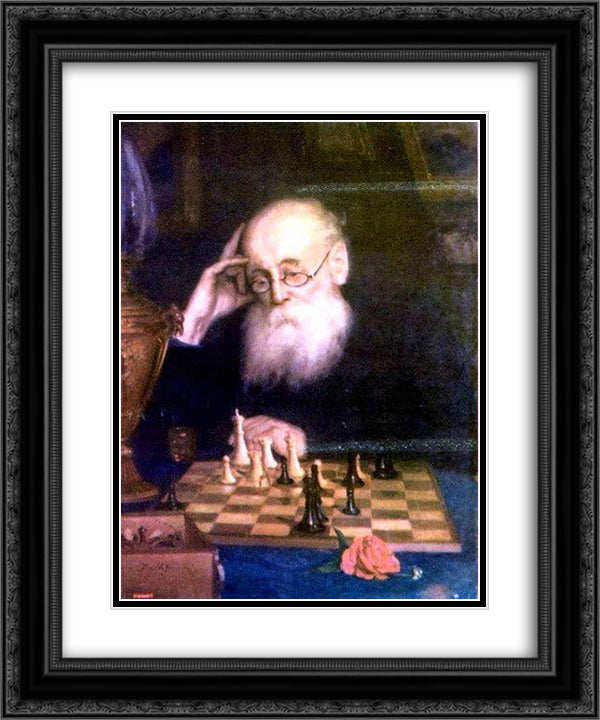 Portrait of chess player A. D. Petrova 20x24 Black Ornate Wood Framed Art Print Poster with Double Matting by Myasoyedov, Grigoriy