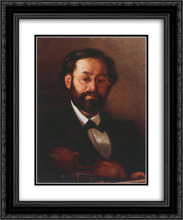 Portrait of fiddler V. G. Walter 20x24 Black Ornate Wood Framed Art Print Poster with Double Matting by Myasoyedov, Grigoriy