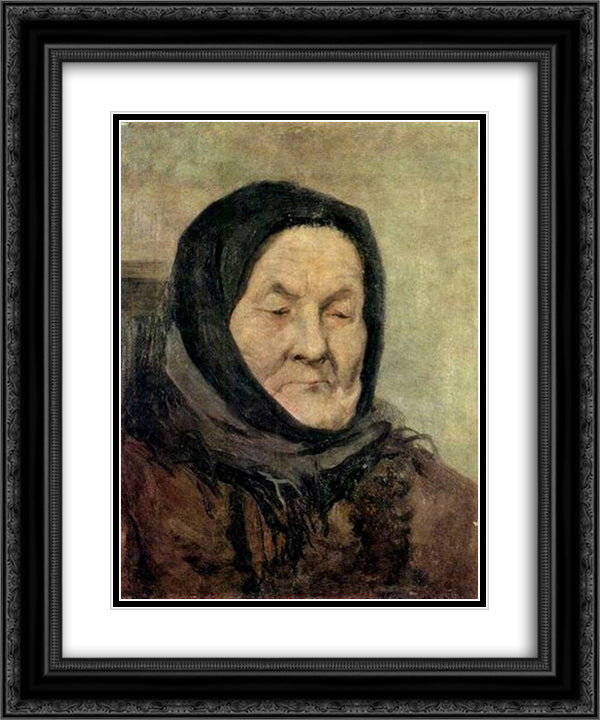 Portrait of old woman 20x24 Black Ornate Wood Framed Art Print Poster with Double Matting by Myasoyedov, Grigoriy
