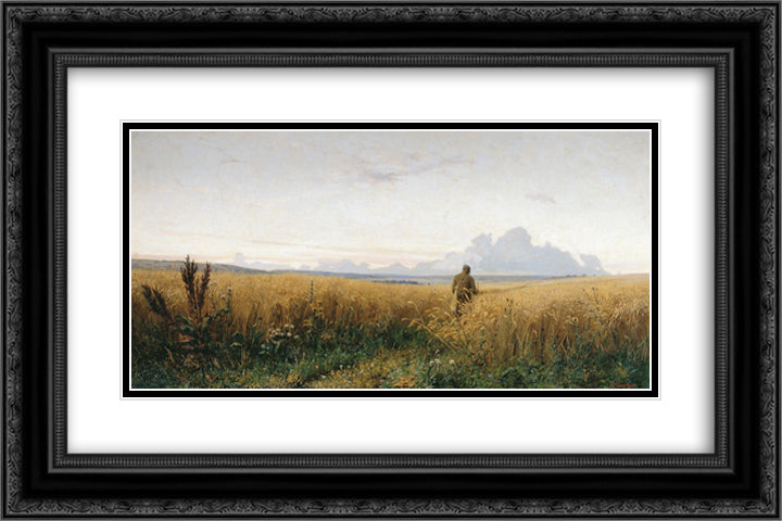 The road in the rye 24x16 Black Ornate Wood Framed Art Print Poster with Double Matting by Myasoyedov, Grigoriy