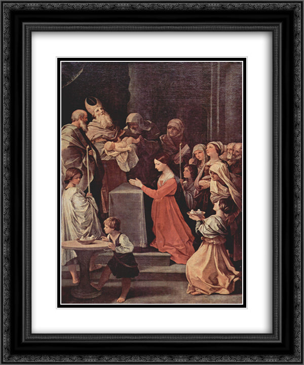 The purification of the Virgin 20x24 Black Ornate Wood Framed Art Print Poster with Double Matting by Reni, Guido
