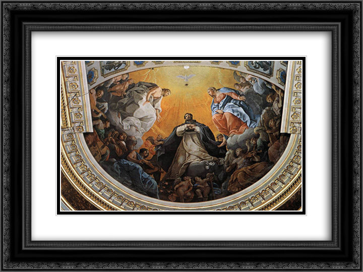 The Glory of St Dominic 24x18 Black Ornate Wood Framed Art Print Poster with Double Matting by Reni, Guido