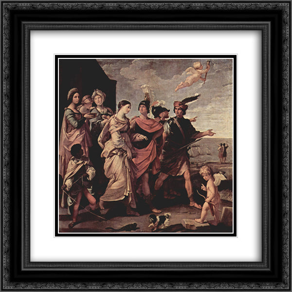 The Rape of Helen 20x20 Black Ornate Wood Framed Art Print Poster with Double Matting by Reni, Guido