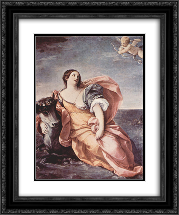 The Rape of Europa 20x24 Black Ornate Wood Framed Art Print Poster with Double Matting by Reni, Guido