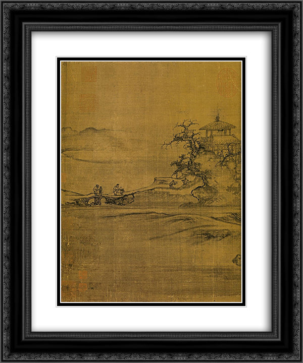 Trees 20x24 Black Ornate Wood Framed Art Print Poster with Double Matting by Guo Xi
