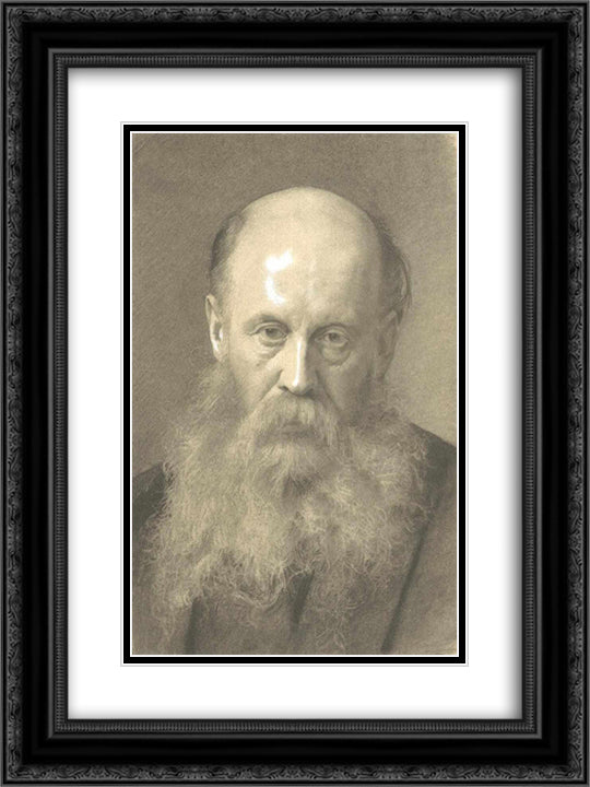 Portrait of a man with beard 18x24 Black Ornate Wood Framed Art Print Poster with Double Matting by Klimt, Gustav