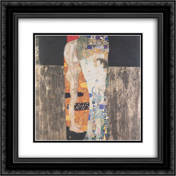The Three Ages of Woman 20x20 Black Ornate Wood Framed Art Print Poster with Double Matting by Klimt, Gustav