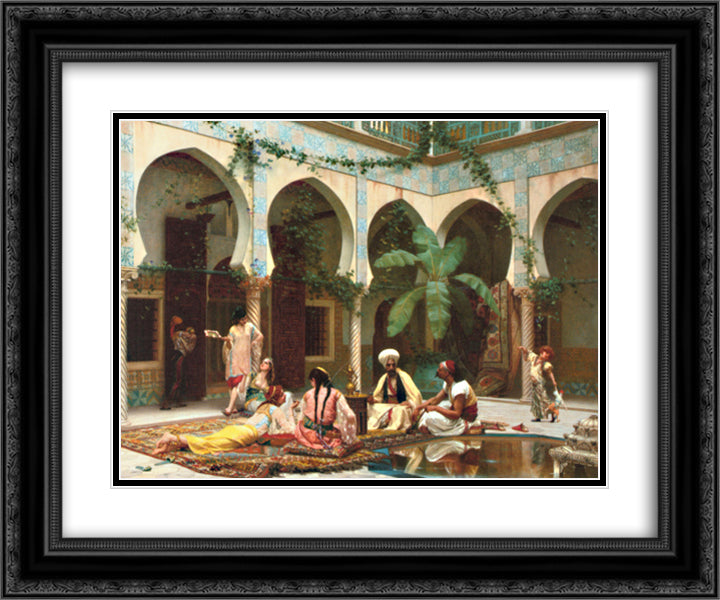 Le harem du palais 24x20 Black Ornate Wood Framed Art Print Poster with Double Matting by Boulanger, Gustave