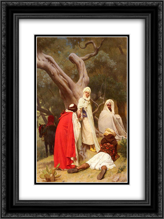 Reception Of An Emir 18x24 Black Ornate Wood Framed Art Print Poster with Double Matting by Boulanger, Gustave