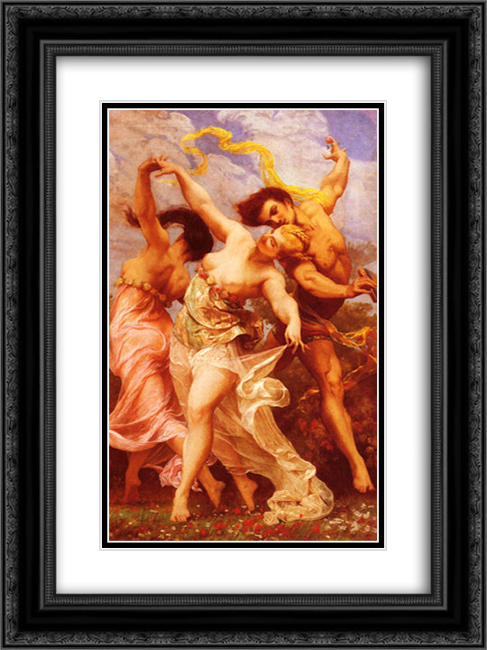 The Amorous Dancers 18x24 Black Ornate Wood Framed Art Print Poster with Double Matting by Boulanger, Gustave