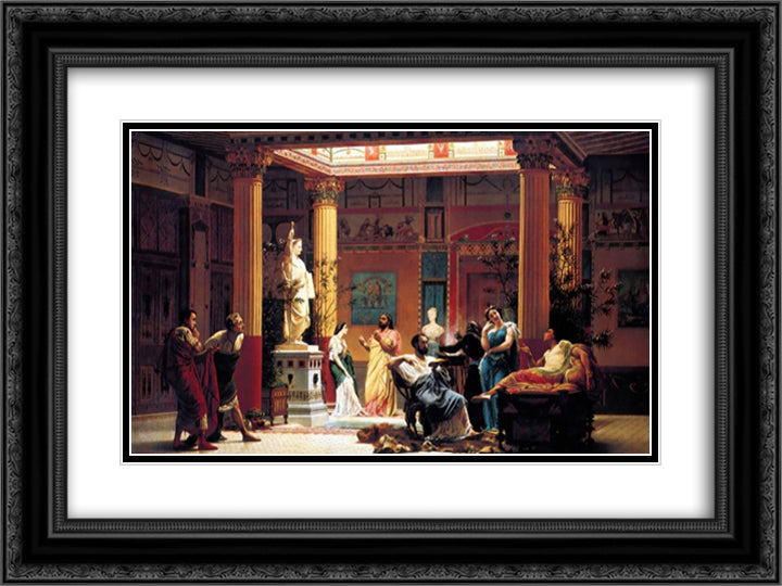 The Flute Concert 24x18 Black Ornate Wood Framed Art Print Poster with Double Matting by Boulanger, Gustave