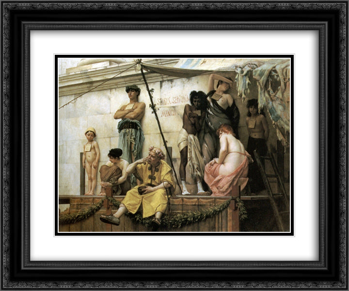The Slave Market 24x20 Black Ornate Wood Framed Art Print Poster with Double Matting by Boulanger, Gustave