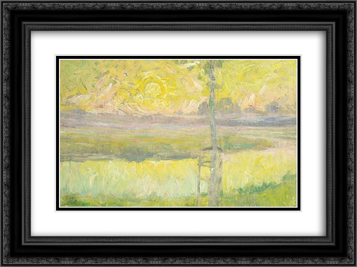 Jardin a Sint-Martens-Latem 24x18 Black Ornate Wood Framed Art Print Poster with Double Matting by Smet, Gustave de