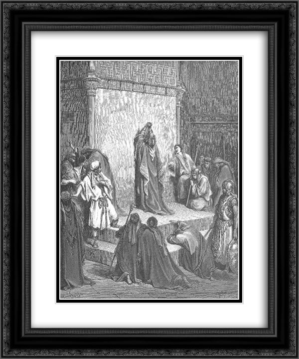 David Mourns the Death of Absalom 20x24 Black Ornate Wood Framed Art Print Poster with Double Matting by Dore, Gustave