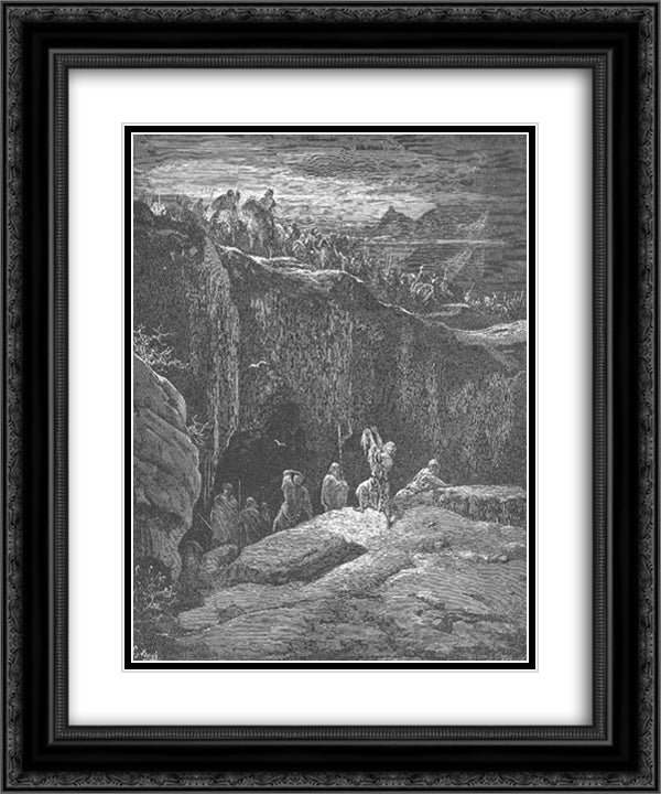 David Shows Saul How He Spared His Life 20x24 Black Ornate Wood Framed Art Print Poster with Double Matting by Dore, Gustave