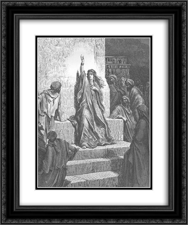 Deborah, engraved by Ettlin 20x24 Black Ornate Wood Framed Art Print Poster with Double Matting by Dore, Gustave