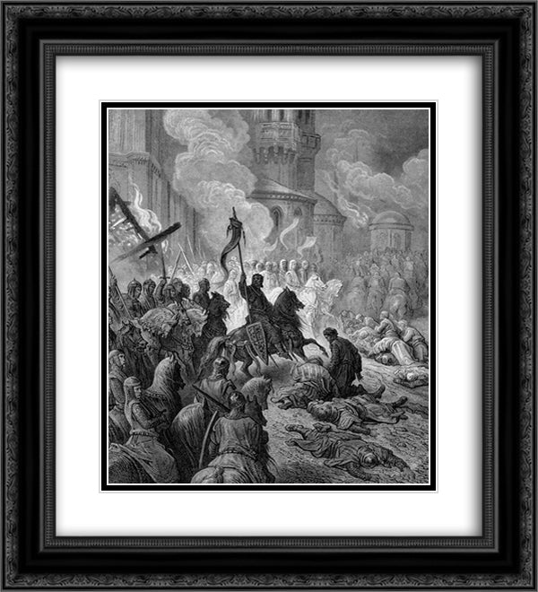 Entry of the Crusaders in Constantinople in 1204 20x22 Black Ornate Wood Framed Art Print Poster with Double Matting by Dore, Gustave