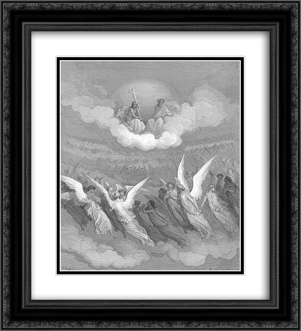 Heaven rung, With jubilee, and loud hosannas filled The eternal regions 20x22 Black Ornate Wood Framed Art Print Poster with Double Matting by Dore, Gustave